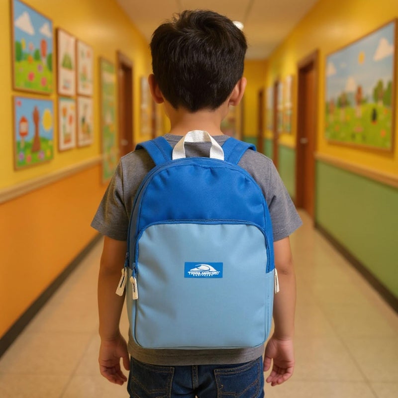 Trailmaker Color Block Backpacks for School Boys and Girls, 15 Inch Two Tone Colorful Small Travel Backpack for Kids (Blue) - Image 5